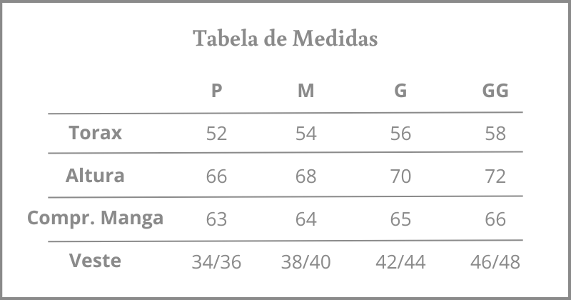 tabela de medidas